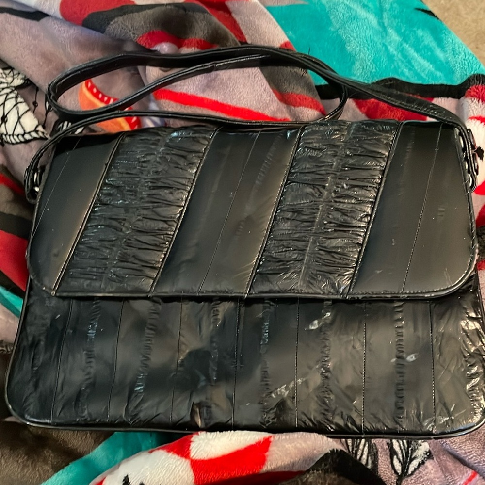 Black eel skin purse